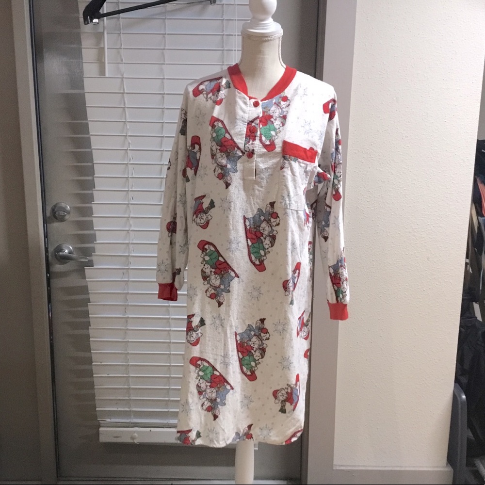 VTG 90's Jennifer Dale Christmas Print Cotton Nightgown